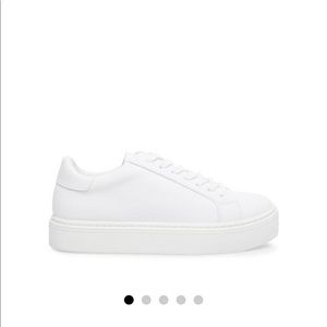 All white Steven madden leather shoes